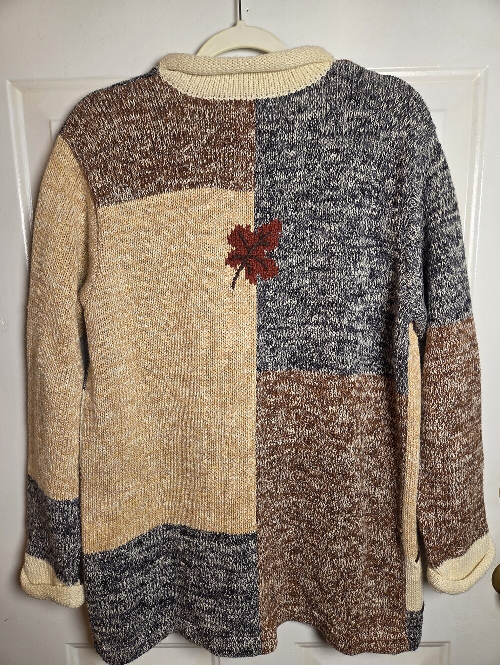 Vintage Storybook Knits Autumn Motif Cardigan Sweater Toggle Buttons Size L - Picture 5 of 6